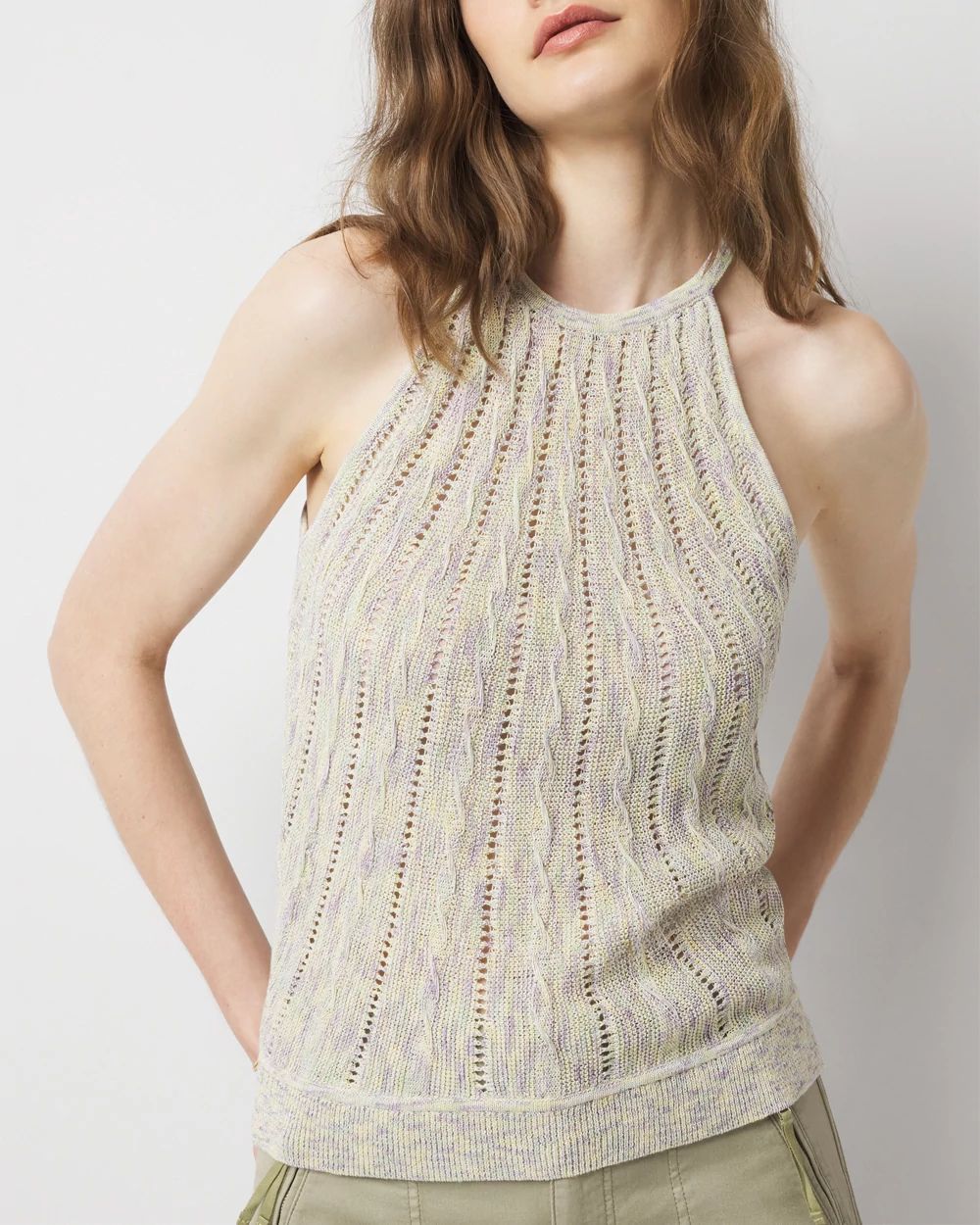 Petite Space Dye Sweater Halter Tank