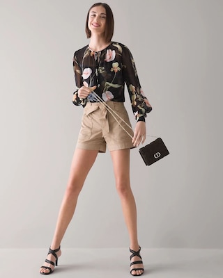 High-Rise Belted Pret Utility 5-Inch Shorts
