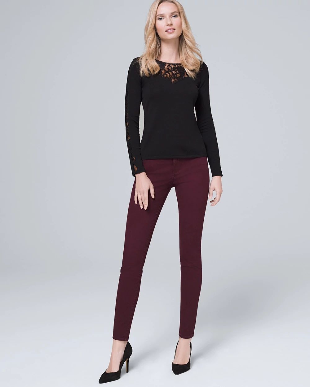 Scalloped Lace-Trim Sweater