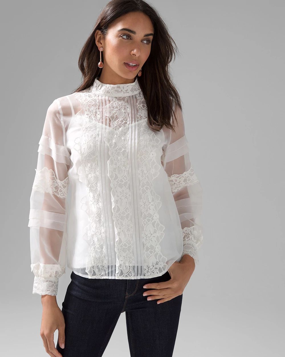 Organza Lace Trimmed Blouse