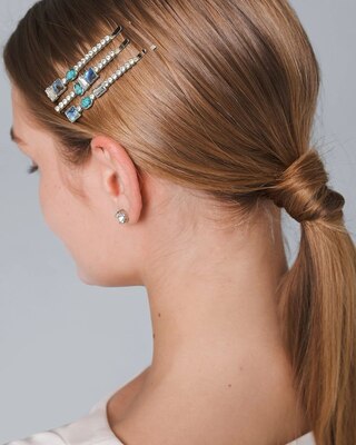 Multi-Stone Bobby Pins, Set of 3
