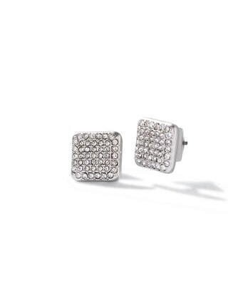 Silver Pave Crystal Stud Earrings