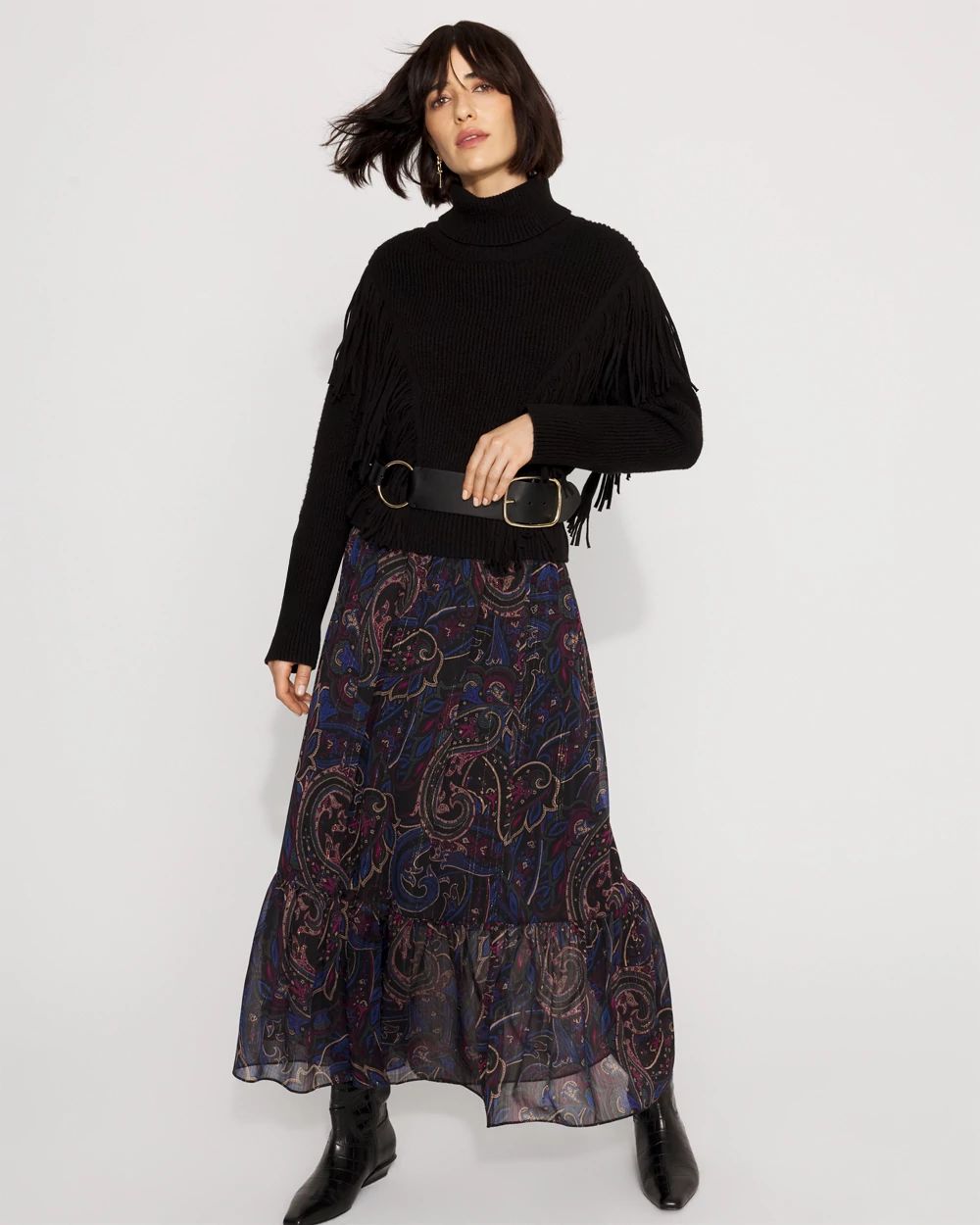 Paisley Chiffon Maxi Skirt