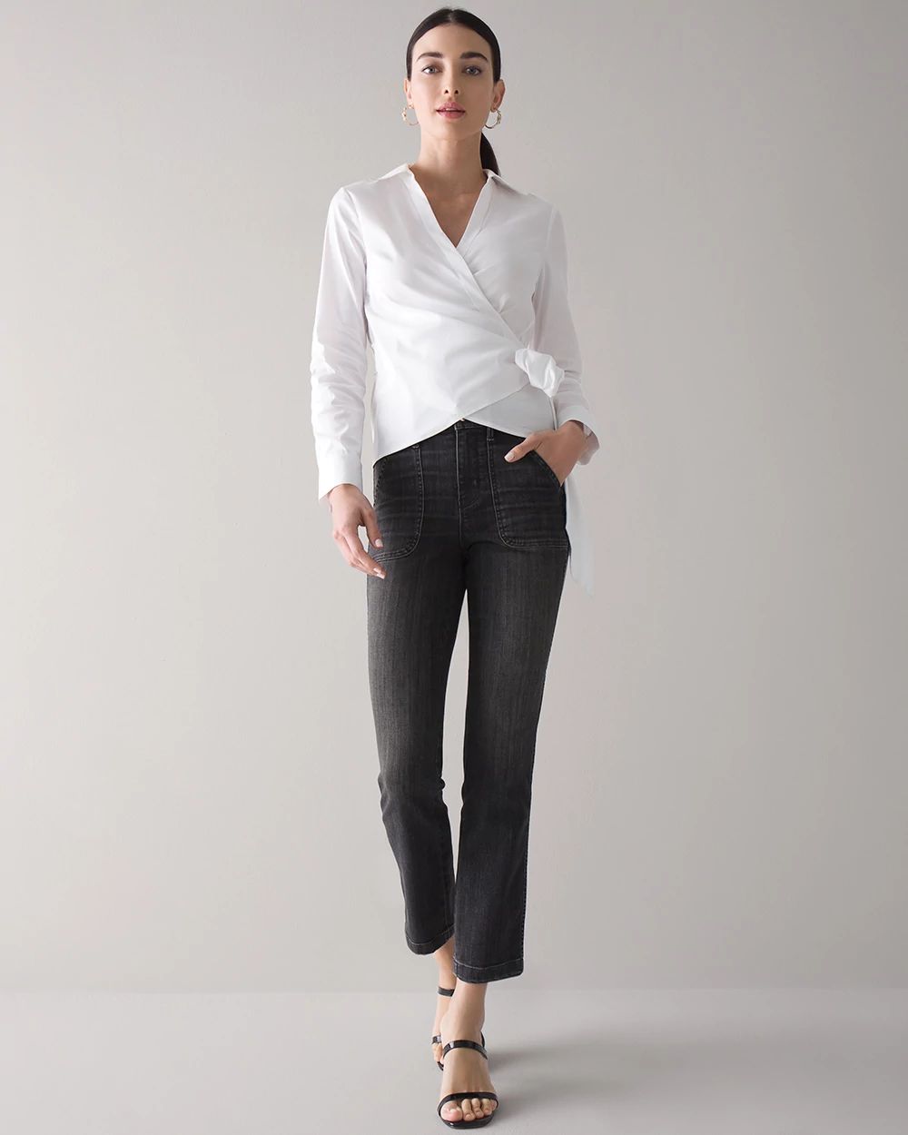 Curvy High-Rise Patch Pocket Straight Crop Jeans