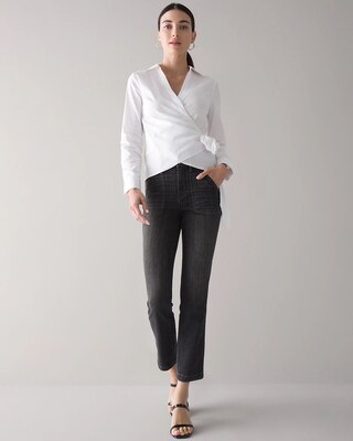 Curvy High-Rise Patch Pocket Straight Crop Jeans