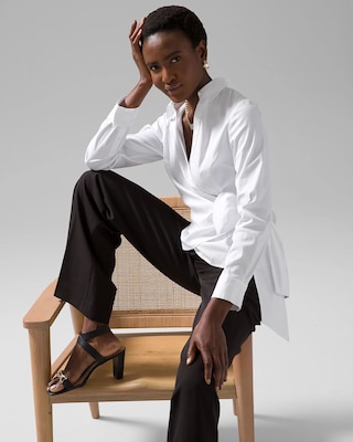 Tie-Waist Poplin Shirt