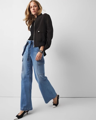 Extra High-Rise Wide-Leg Cargo Jeans click to view larger image.