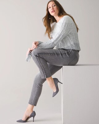 High-Rise Rhinestone Stripe Straight Jeans
