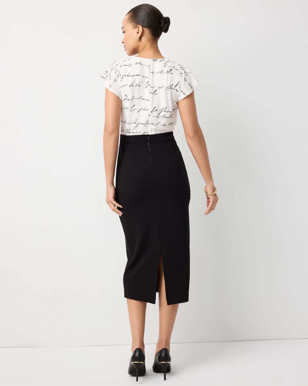 Satin Blouse Sheath Dress click to view larger image.