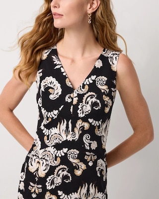 Poplin V-neck Midi Dress click to view larger image.