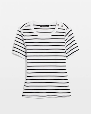 WHBM FORME™  Ribbed Stretch Button Shoulder Tee click to view larger image.