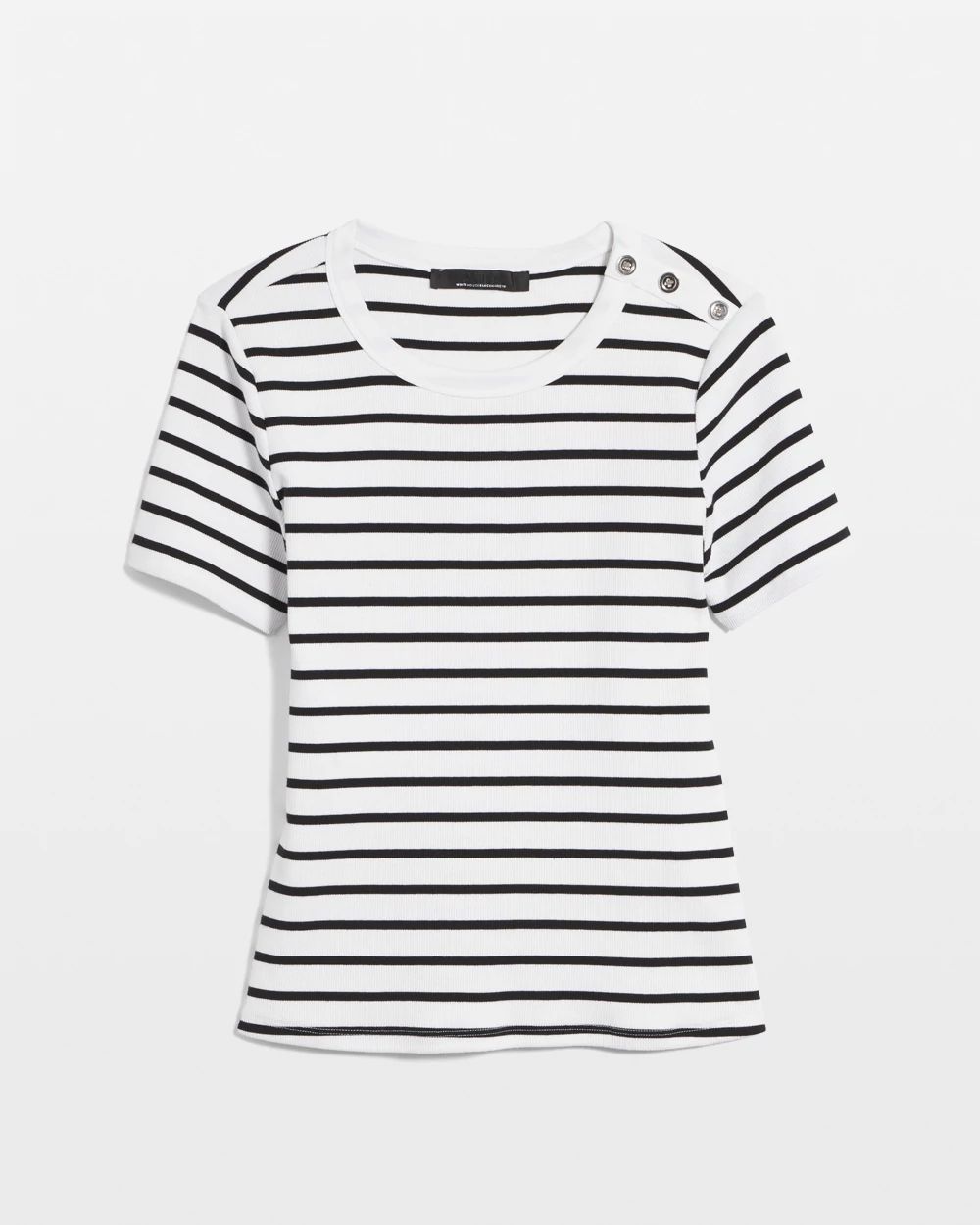 WHBM FORME™  Ribbed Stretch Button Shoulder Tee click to view larger image.