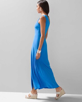 One-Shoulder Slit Leg Matte Jersey Maxi Dress click to view larger image.