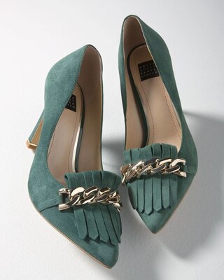 Suede Fringe High-Heel Pump