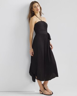 Strapless Pleated Tie-Waist Dress click to view larger image.