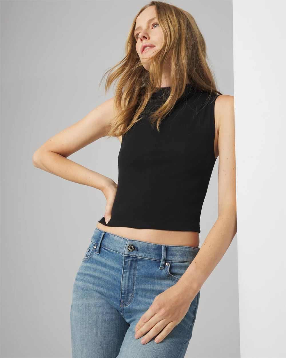 WHBMFORME™ Cotton Spandex High Neck Shell