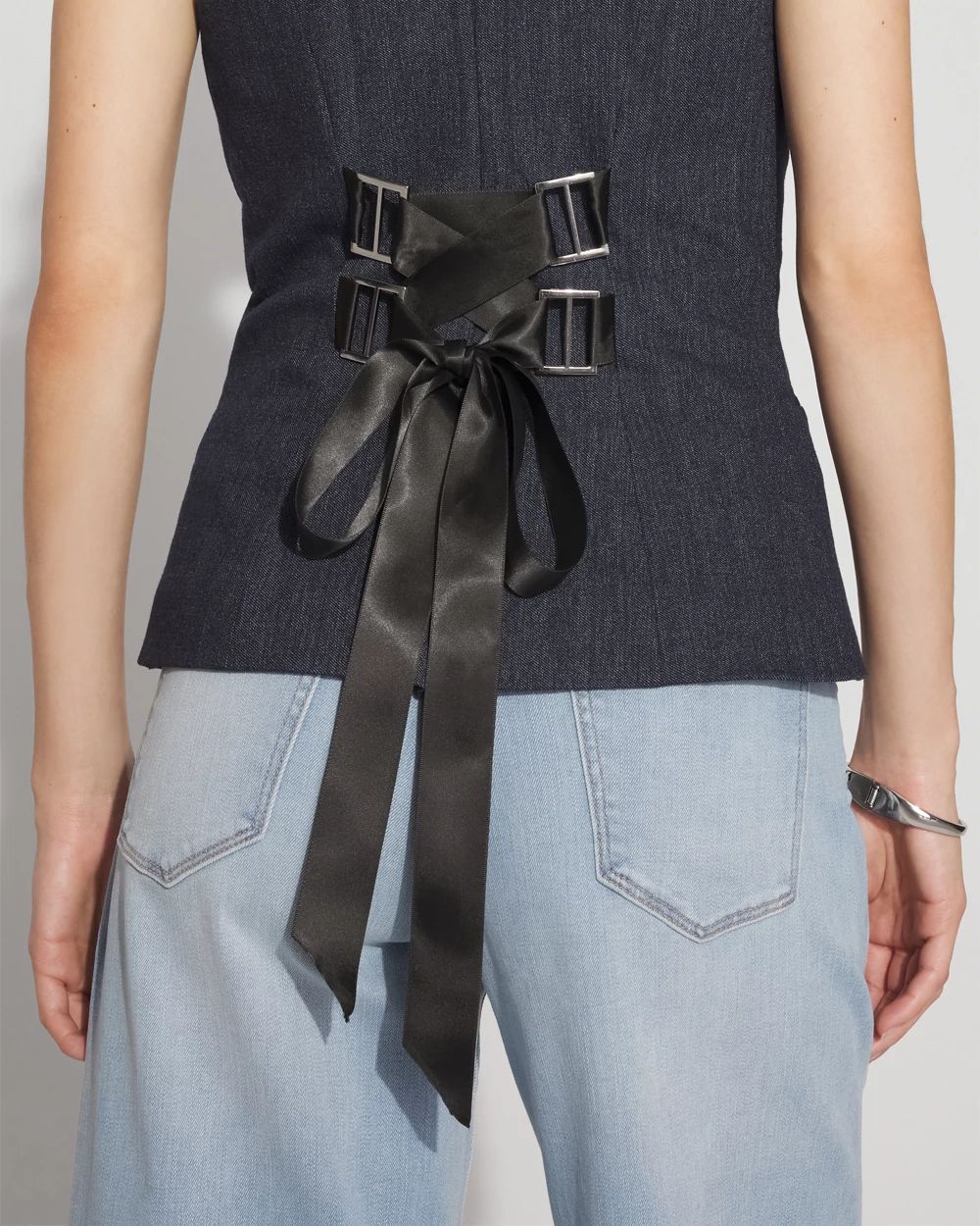 Longline Halter Vest with Lace-Up Back