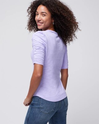 Shirred Sleeve Crewneck Tee
