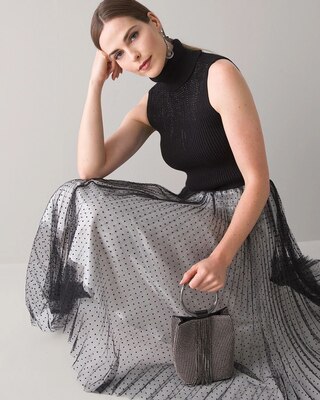 Beaded Mock Neck Sweater