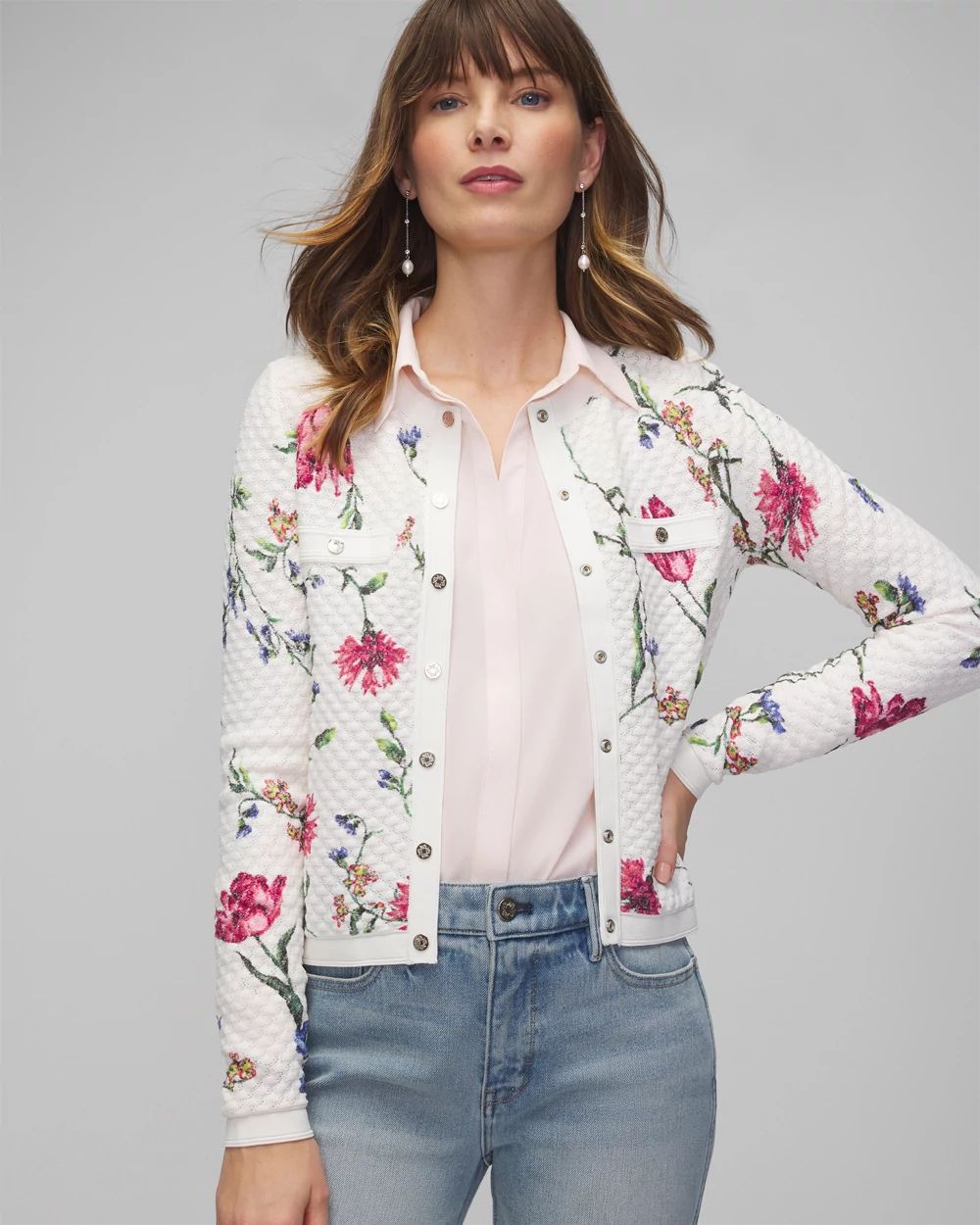 Novelty Stitch Crew Cardigan