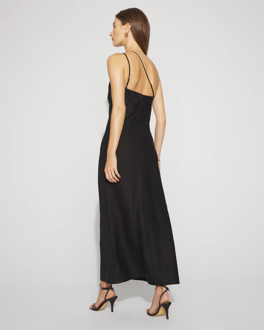 Linen-Blend One-Shoulder Column Dress