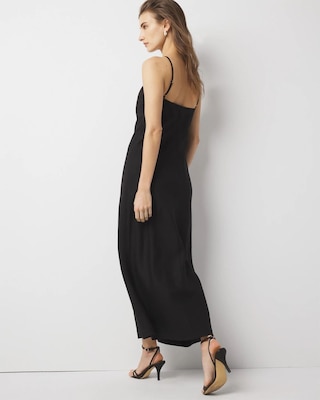 Linen-Blend One-Shoulder Column Dress click to view larger image.