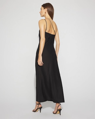 Linen-Blend One-Shoulder Column Dress click to view larger image.