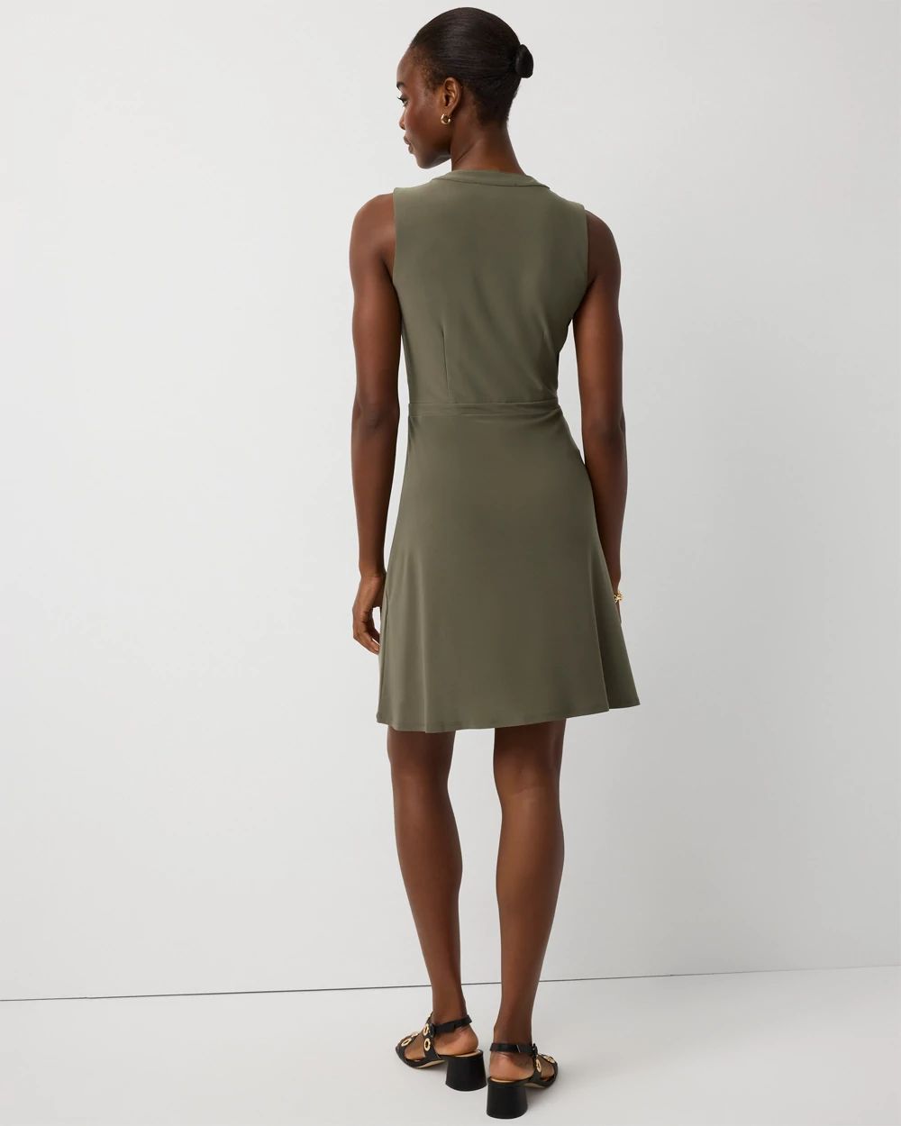 Petite Sleeveless Button Front Dress