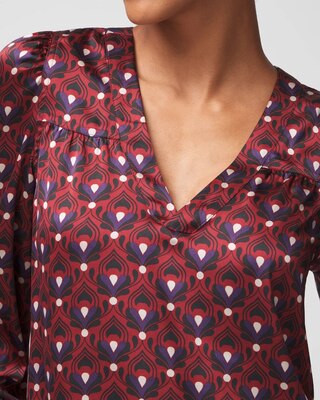 Long Sleeve Topstitch Satin Blouse click to view larger image.
