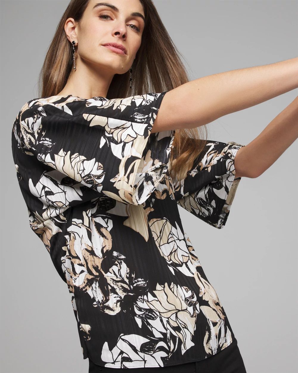 Outlet WHBM Elbow Sleeve V-Neck Kimono click to view larger image.