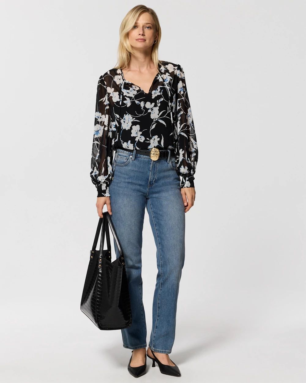 Chiffon Tie-Neck Blouse click to view larger image.