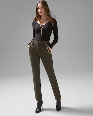 WHBM® Jolie Button Straight Luxe Stretch Pant