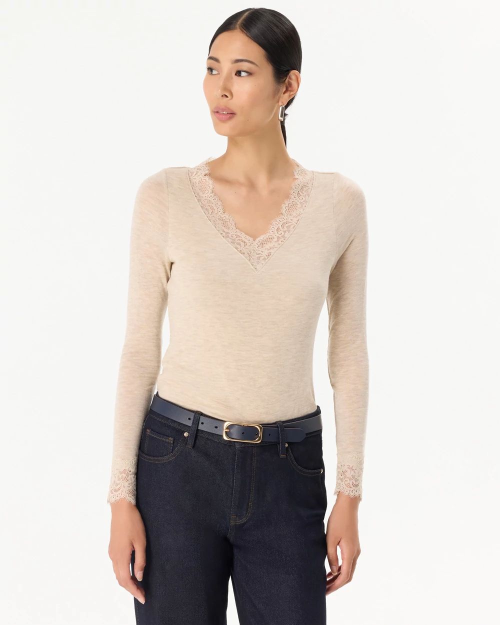 Lace Trim Long Sleeve Tee