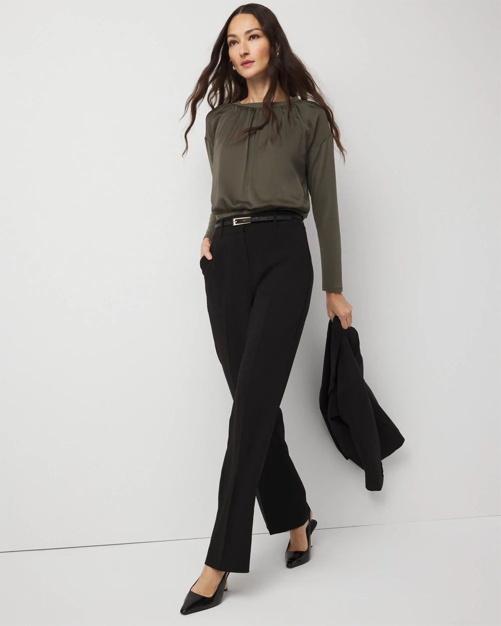 Knit Mix Satin Top click to view larger image.