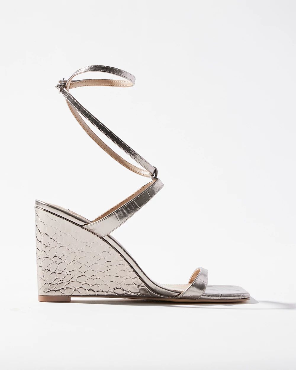 Metallic Croco-Embossed Wedge Sandal click to view larger image.