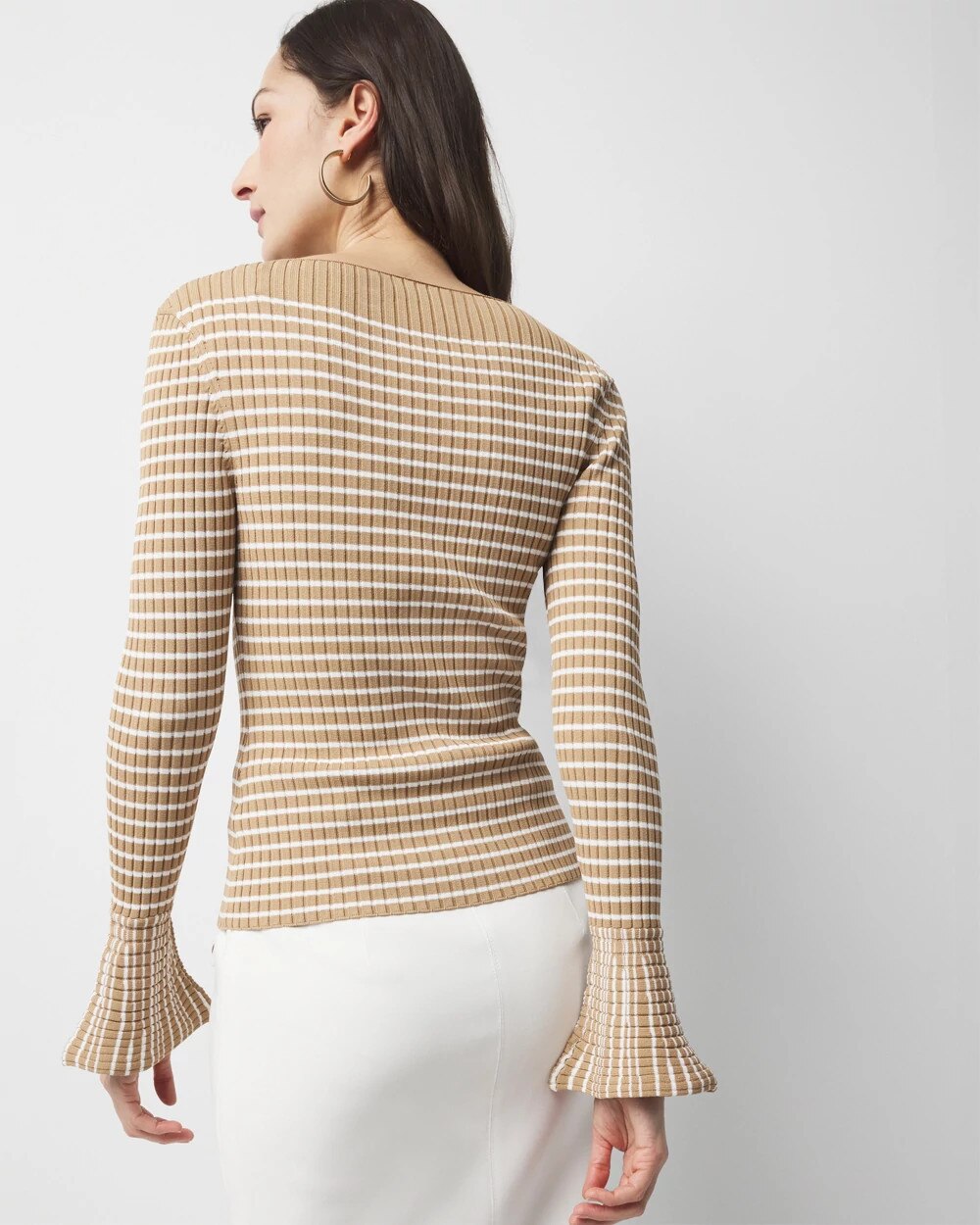 Striped Flared Cuff Sweater