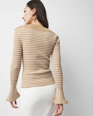 Striped Flared Cuff Sweater click to view larger image.