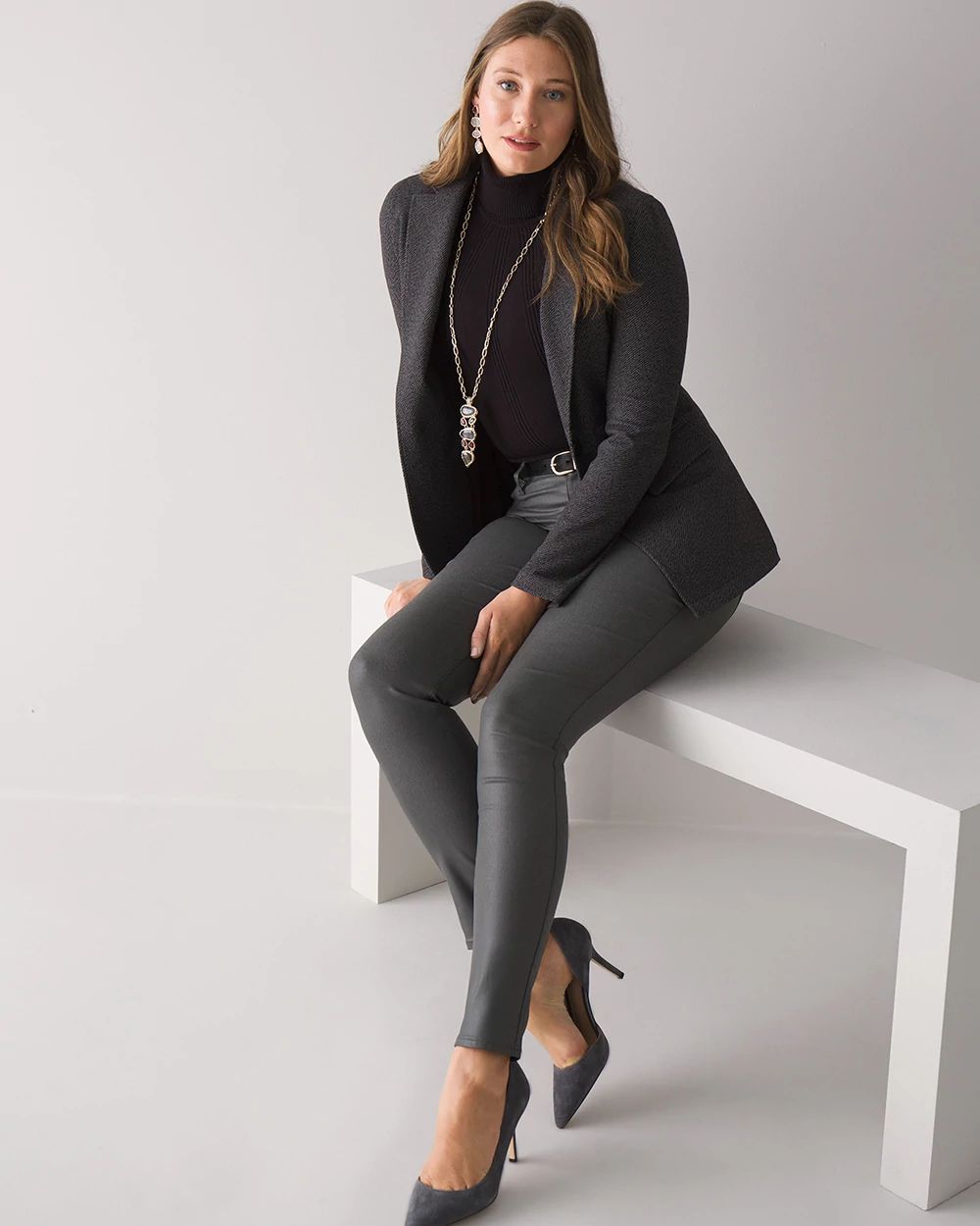 Curvy-Fit High Rise Coated Skinny Jeans