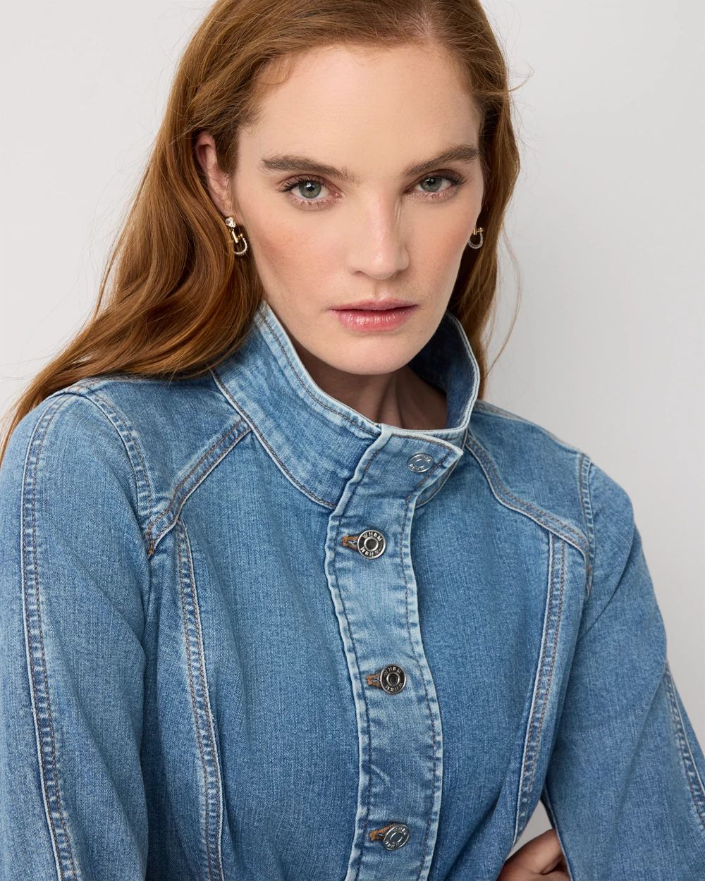Petite Seamed Featherweight Denim Jacket