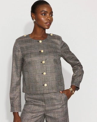 Metallic Plaid Cropped Jacket