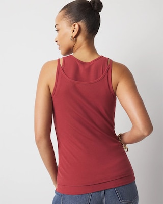 WHBM FORME™ Ribbed Stretch Layered Tank click to view larger image.