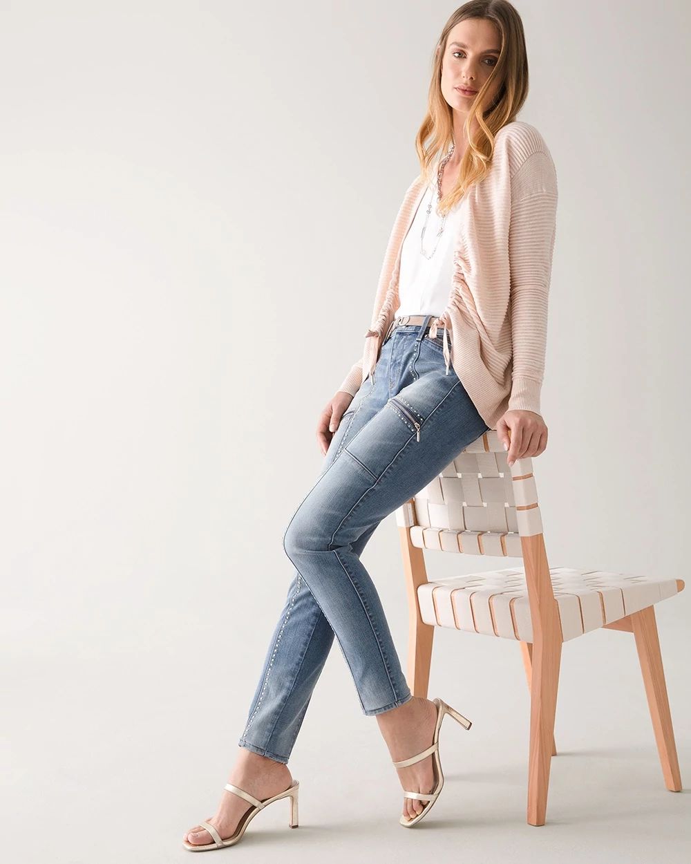 Mid-Rise  Studded Skinny Jeans