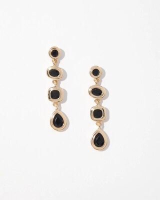 Gold + Black Linear Glass Earrings