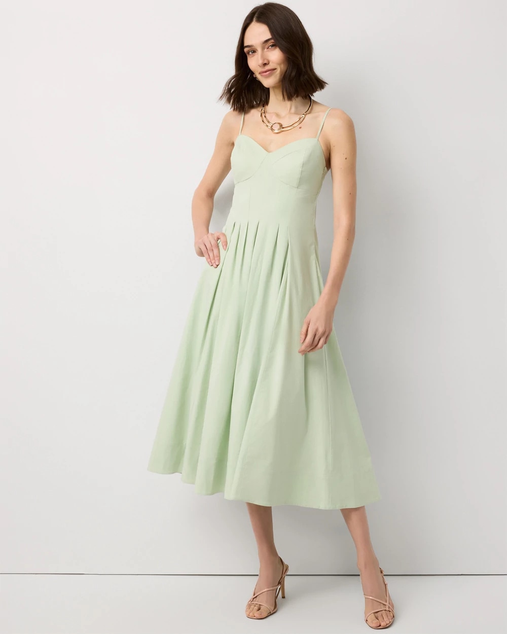 Corset Poplin Midi Dress
