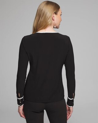 Outlet WHBM Crew Neck Front Detail Top