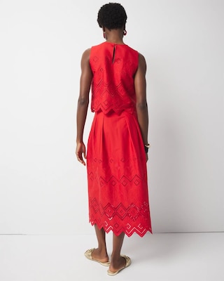 Poplin Eyelet A-Line Skirt click to view larger image.