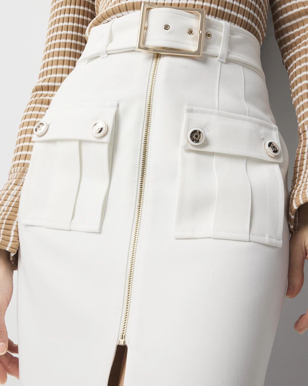 Petite Belted Utility Skirt