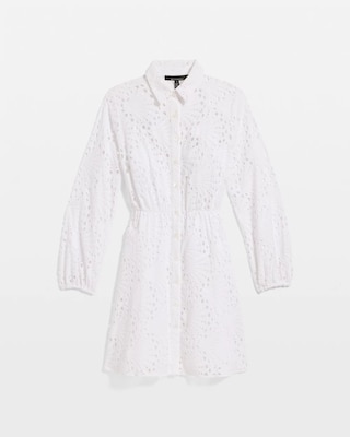 Eyelet Long Sleeve Cotton Dress click to view larger image.