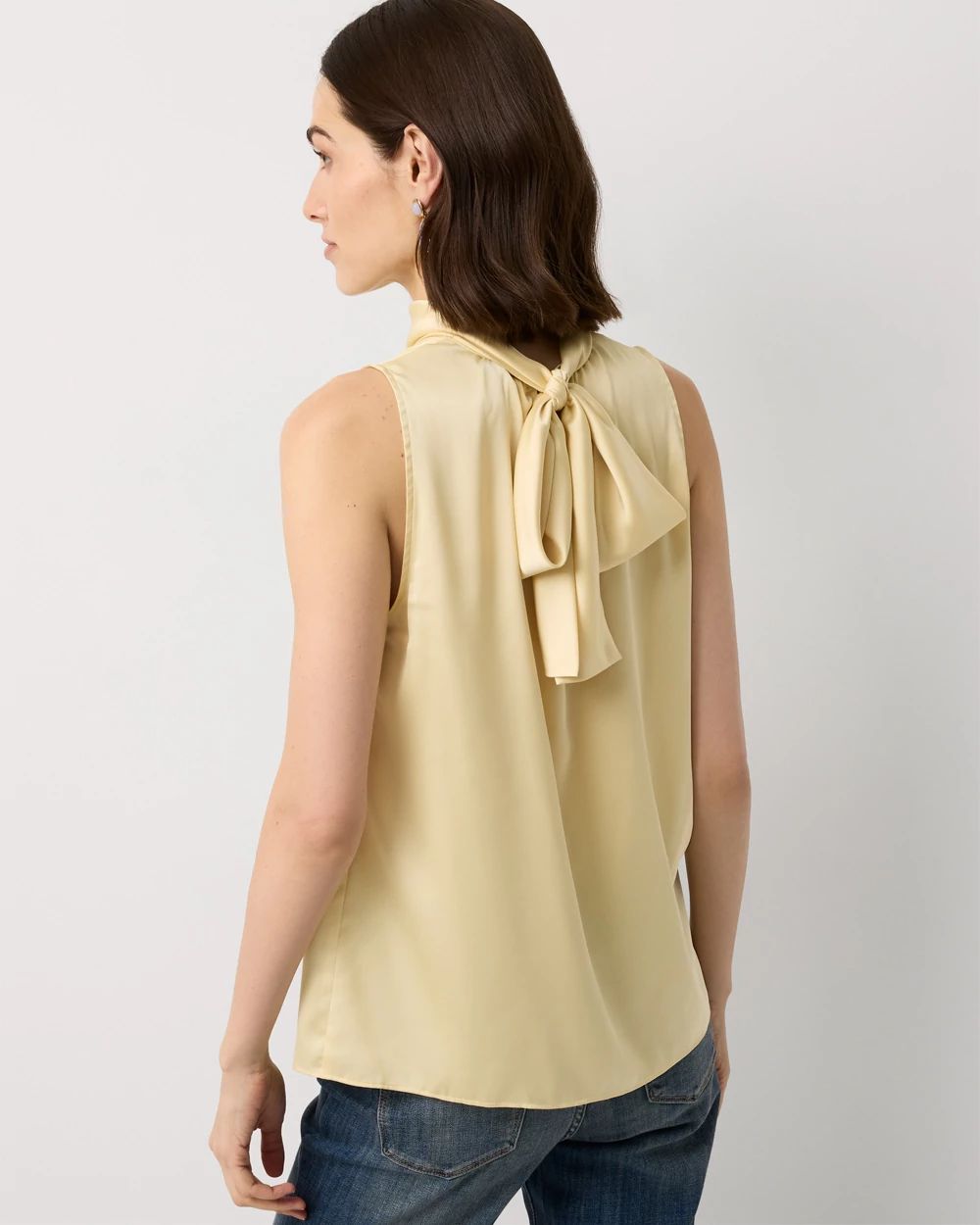 Bow Back Satin Halter Blouse