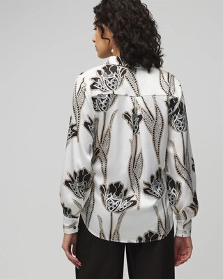 Long Sleeve Cuff Satin Shirt